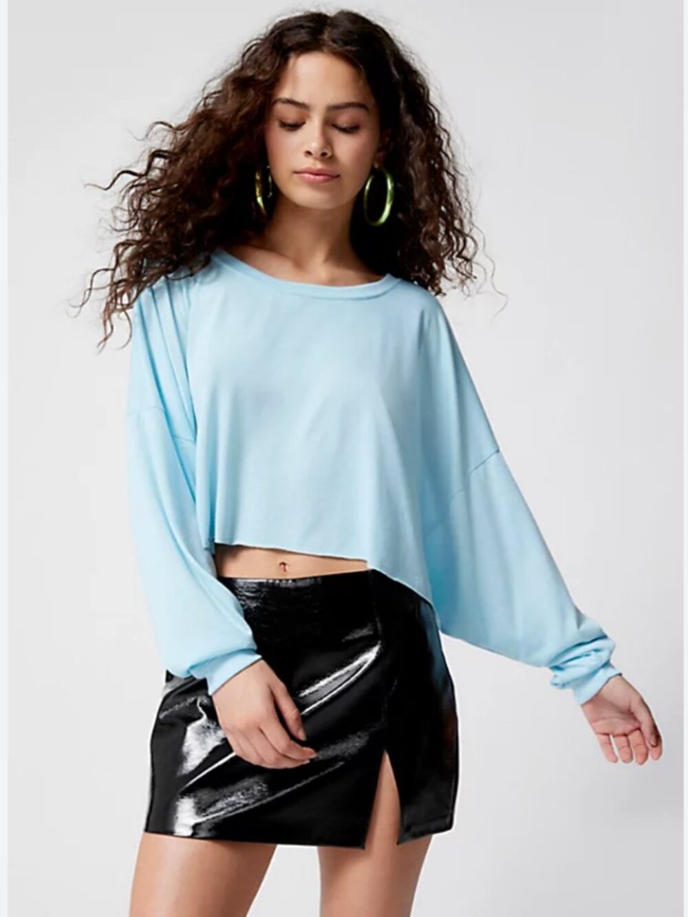 Out From Under Addison Cozy Cropped Tee from Urban Outfitters - M - Blue